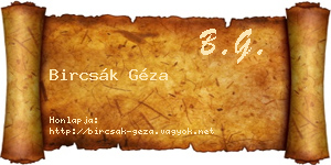Bircsák Géza névjegykártya